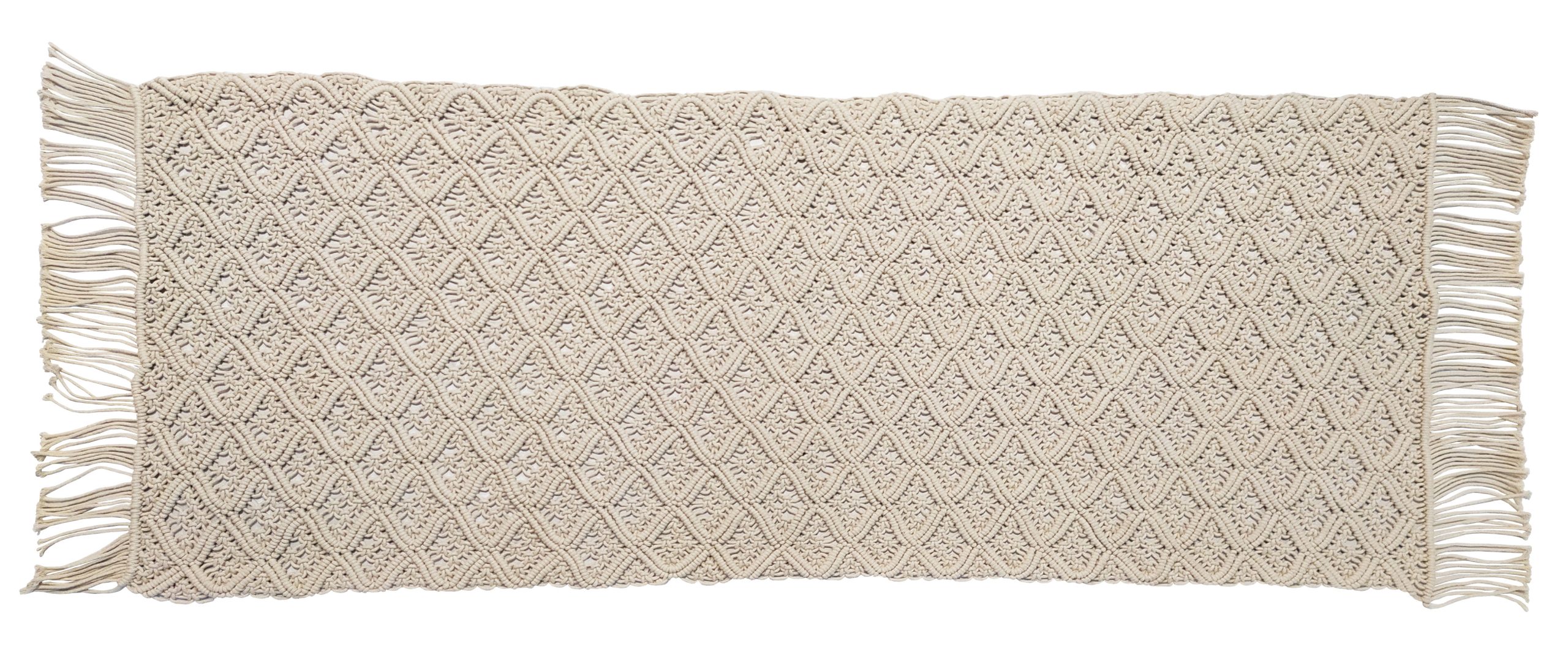 Χαλί Macrame Ινδίας 100% Cotton Natural 60×140 ΚΟΜΒΟΣ